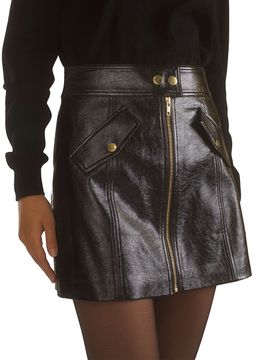 Cynthia Rowley Women's Patent Vegan-Leather A-line Miniskirt