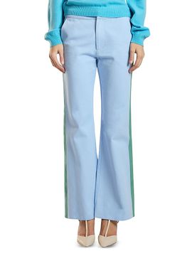 Cynthia Rowley Women's Riley Side-Stripe Cotton Flared Crop Pants