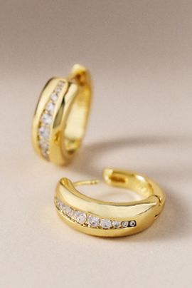 CZ By Kenneth Jay Lane Cubic Zirconia Inlay Hoop Earrings