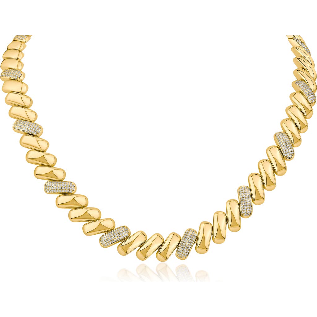 CZ by Kenneth Jay Lane CZ by Kenneth Jay Lane Alternating Pave Link Collar Necklace