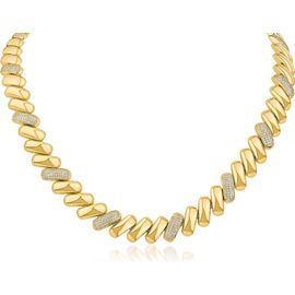 CZ by Kenneth Jay Lane CZ by Kenneth Jay Lane Alternating Pave Link Collar Necklace