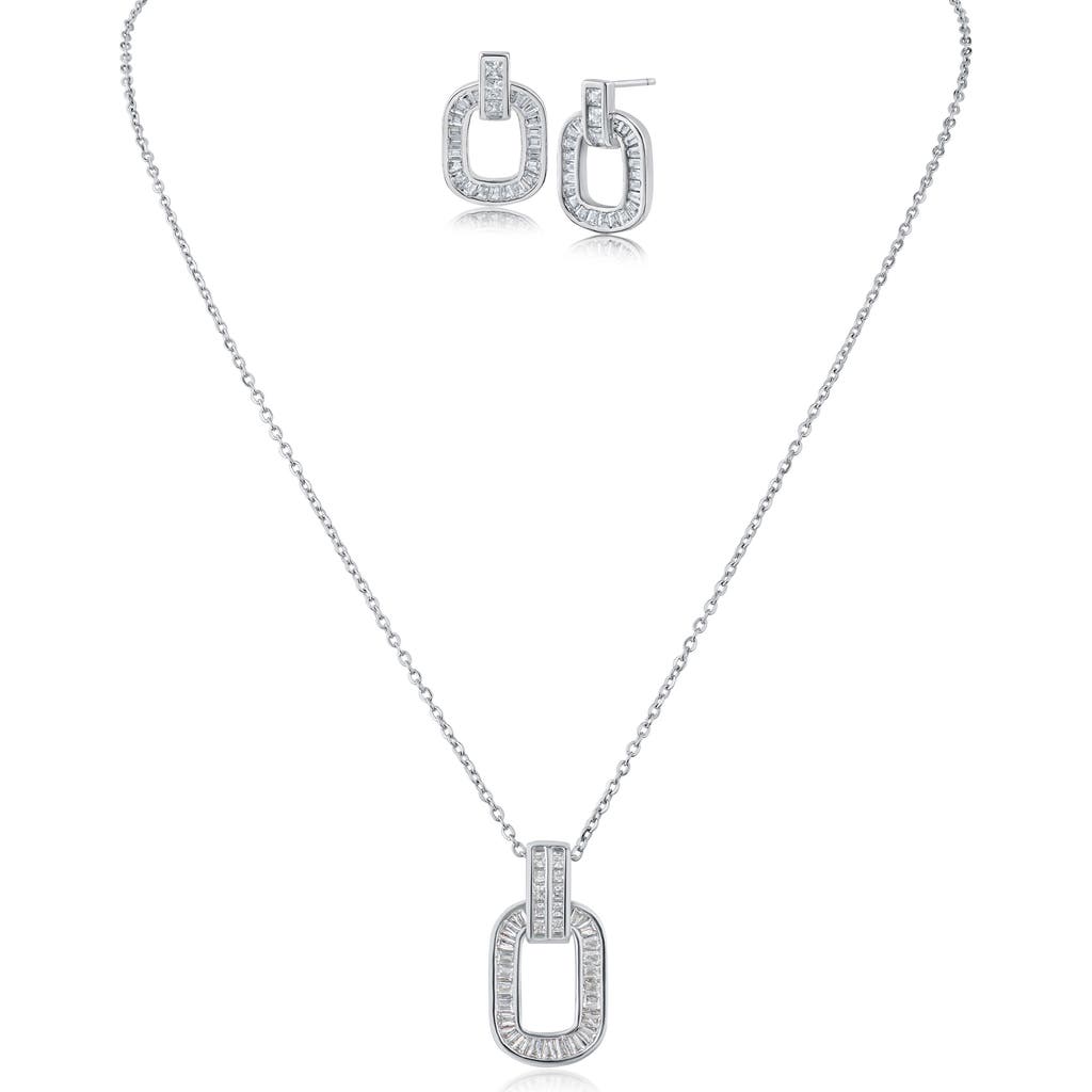 CZ by Kenneth Jay Lane CZ by Kenneth Jay Lane Pavé Link Pendant Necklace & Earrings Set