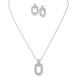CZ by Kenneth Jay Lane CZ by Kenneth Jay Lane Pavé Link Pendant Necklace & Earrings Set