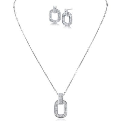 CZ by Kenneth Jay Lane CZ by Kenneth Jay Lane Pavé Link Pendant Necklace & Earrings Set