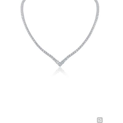 CZ by Kenneth Jay Lane CZ by Kenneth Jay Lane V-Front Cubic Zirconia Tennis Necklace