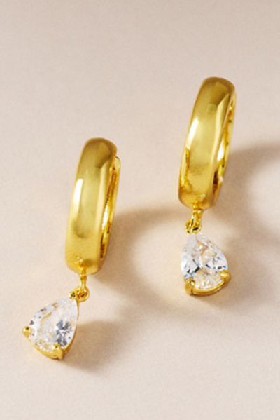 CZ By Kenneth Jay Lane Pear-Cut Hoop Earrings