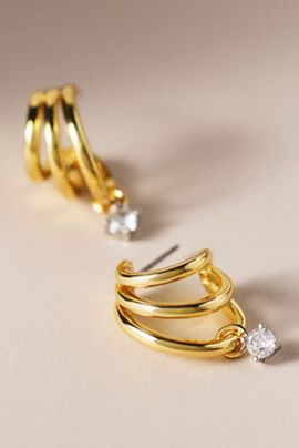 CZ By Kenneth Jay Lane Triple Hoop Earrings