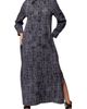 Dai Moda Dai Moda Bali Abstract Print Long Sleeve Double Slit Maxi Shirtdress - 1