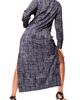 Dai Moda Dai Moda Bali Abstract Print Long Sleeve Double Slit Maxi Shirtdress - 2