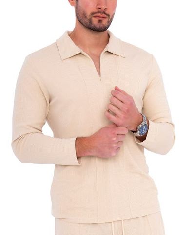 Dai Moda Dai Moda Men's Long Sleeve Zip Neck Knit Top