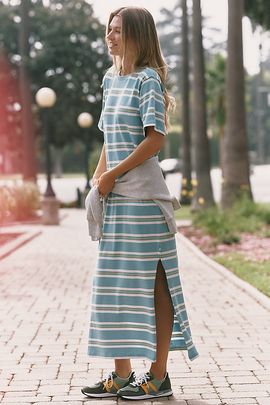 Daily Practice 100% Cotton Striped Maxi Dress