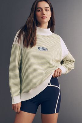 Daily Practice by Anthropologie Daily Practice Cotton Embroidered Mock-Neck Sweatshirt