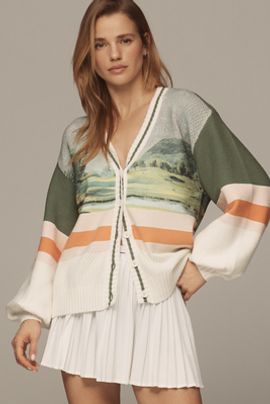 Daily Practice by Anthropologie Daily Practice Zinger Balloon-Sleeve Cardigan Sweater