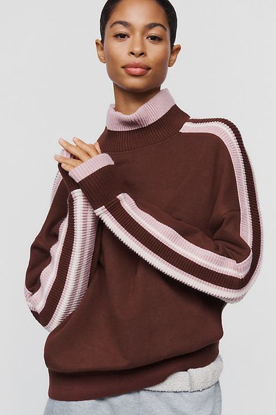 Daily Practice Cotton Blend Mock Neck Pullover Top