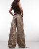 Daisy Street Daisy Street 2 in 1 low rise hibiscus floral pants with zip cut off in brown-Multi - 2