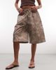Daisy Street Daisy Street 2 in 1 low rise hibiscus floral pants with zip cut off in brown-Multi - 3