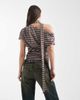 Daisy Street Daisy Street asymmetric gathered top with matching scarf in burgundy and gray stripes-Multi - 2