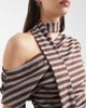Daisy Street Daisy Street asymmetric gathered top with matching scarf in burgundy and gray stripes-Multi - 4