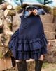 Daisy Street Daisy Street asymmetric ruffle midi skirt in navy - 4