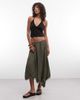 Daisy Street Daisy Street boho low rise slip skirt with lace detailing in khaki-Green - 1