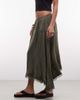 Daisy Street Daisy Street boho low rise slip skirt with lace detailing in khaki-Green - 2