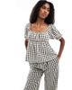 Daisy Street Daisy Street boho milkmaid style top in black gingham - part of a set - 4