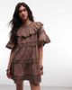 Daisy Street Daisy Street boho ruffle smock mini dress in brown - 2