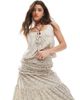 Daisy Street Daisy Street boho square tie neck top in ditsy floral - part of a set-Neutral - 1