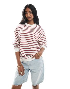 Daisy Street Daisy Street boxy fit sweatshirt in red stripes