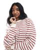 Daisy Street Daisy Street boxy fit sweatshirt in red stripes - 4