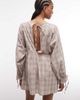 Daisy Street Daisy Street chuck on smock long sleeve mini dress in blue brown plaid-Multi - 2