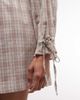 Daisy Street Daisy Street chuck on smock long sleeve mini dress in blue brown plaid-Multi - 4
