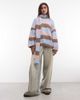 Daisy Street Daisy Street chunky sweater with matching scarf in pastel striped print-Multi - 2