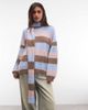 Daisy Street Daisy Street chunky sweater with matching scarf in pastel striped print-Multi - 4