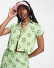 Daisy Street Daisy Street cropped boxy shirt in retro smile graphic floral - part of a set-Green - 1