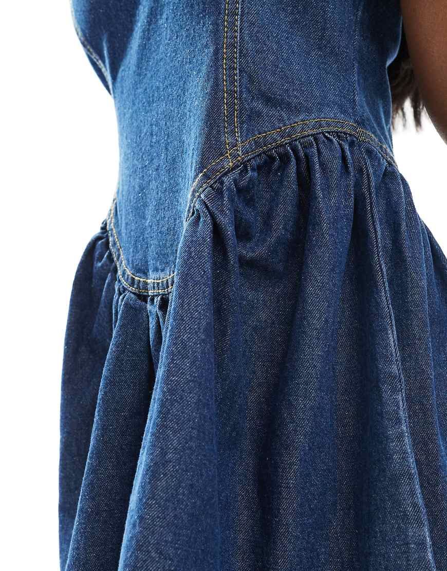 daisy street denim dress Last Minute Prom Dress Low Hem maxi maternity dress Color:#45-Tiffany Blue Puff sleeve