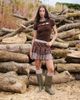 Daisy Street Daisy Street double layer mini skirt with side buckles in multi brown plaid - 1