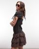 Daisy Street Daisy Street drop waist floral mini dress with broderie rara hem in brown and black - 3