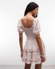 Daisy Street Daisy Street drop waist ruffle mini dress with puff sleeves in pink ditsy floral - 4