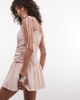 Daisy Street Daisy Street dropped waist ruched mini dress with tie straps in pink stripes - 4