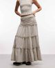Daisy Street Daisy Street dropped waist tiered maxi skirt in cream and blue plaid - part of a set-Multi - 2