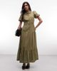 Daisy Street Daisy Street eyelet button down midaxi dress in olive green - 2