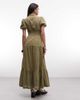 Daisy Street Daisy Street eyelet button down midaxi dress in olive green - 4