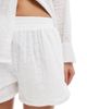 Daisy Street Daisy Street eyelet pull on elastic waist shorts in white - part of a set - 2