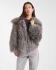 Daisy Street Daisy Street faux fur cocoon coat with ribbed cuff detailing in charcoal gray - 1