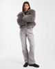 Daisy Street Daisy Street faux fur cocoon coat with ribbed cuff detailing in charcoal gray - 2