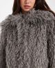 Daisy Street Daisy Street faux fur cocoon coat with ribbed cuff detailing in charcoal gray - 3