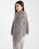 Daisy Street Daisy Street faux fur cocoon coat with ribbed cuff detailing in charcoal gray - 4