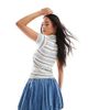 Daisy Street Daisy Street fitted polo top in yellow blue stripe-Multi - 4