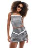 Daisy Street Daisy Street gingham a-line mini skirt with broderie edge in black - part of a set - 1